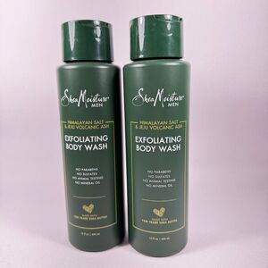 2 x SHEA MOISTURE FOR MEN Exfoliating Body Wash Himalayan Salt Volcanic Ash 15oz